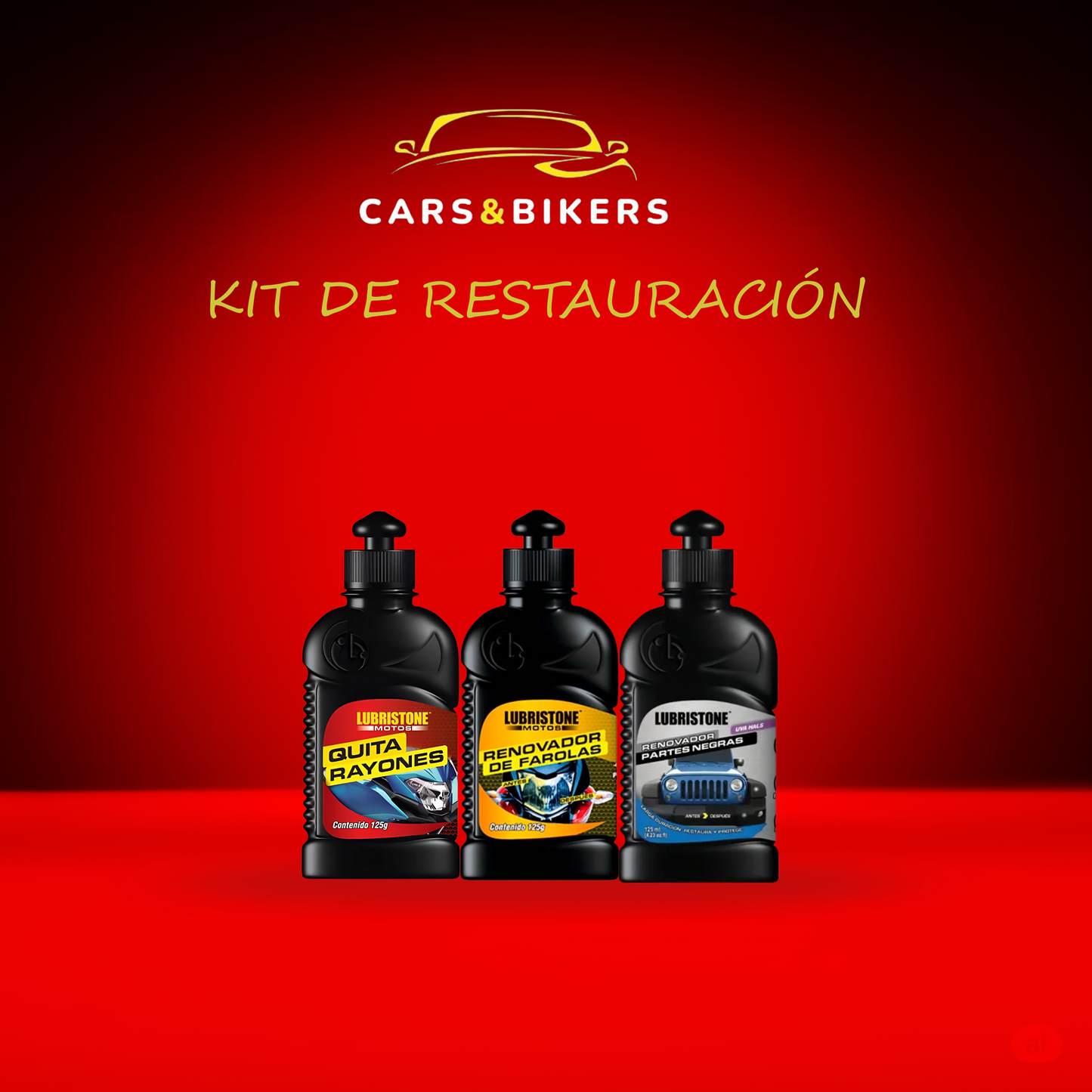 KIT DE RESTAURACION PARA AUTOS Y MOTOS + SHAMPOO CAR WASH (SACHET)
